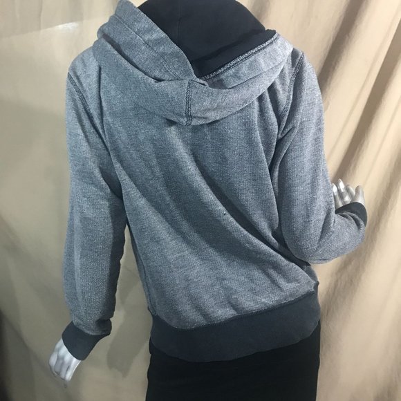 Prince & Fox Women's Medium Grey Black Zip Up Sweatshirt Hoodie - Picture 11 of 16